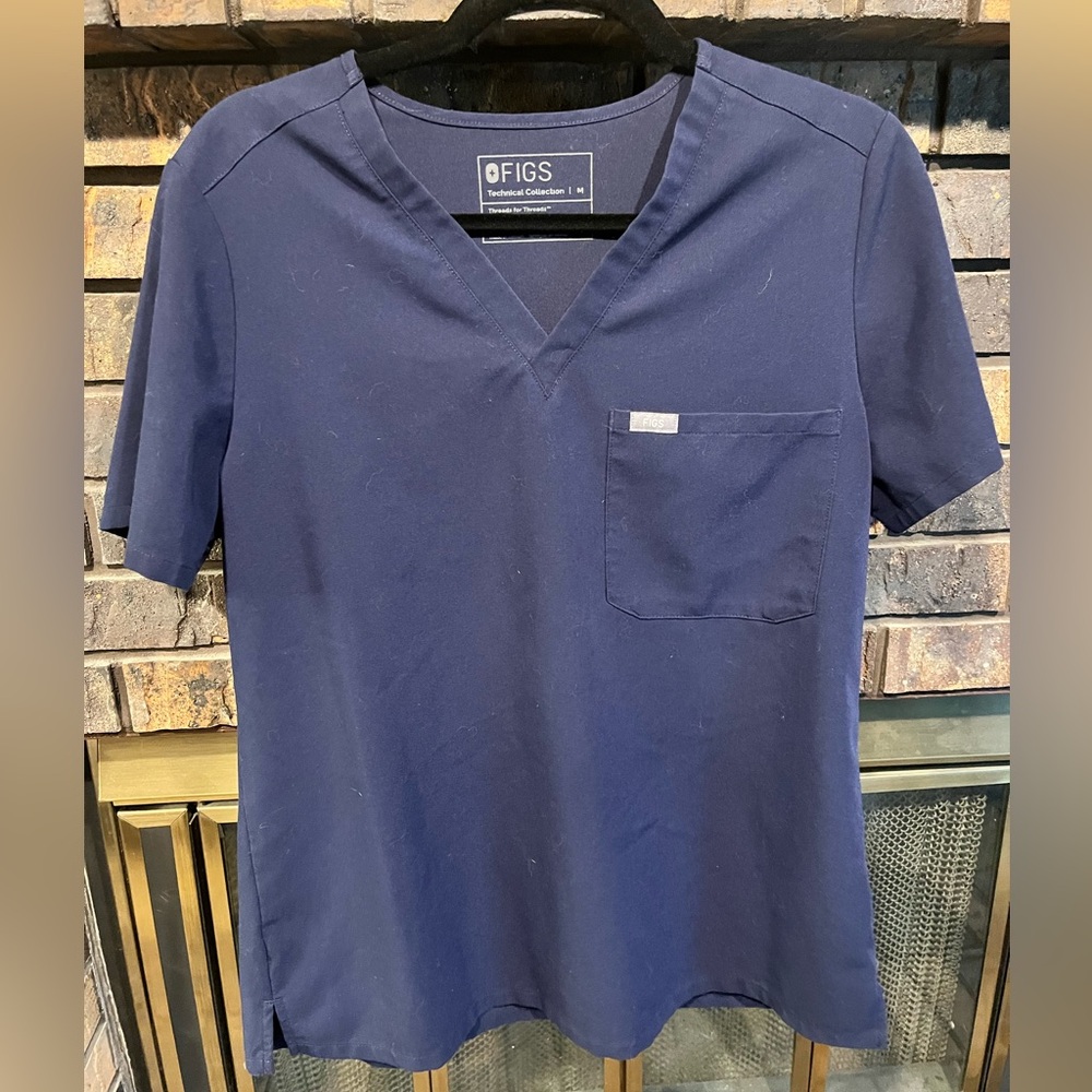 Figs Blue Short Sleeve Tee Soft Cotton Blend